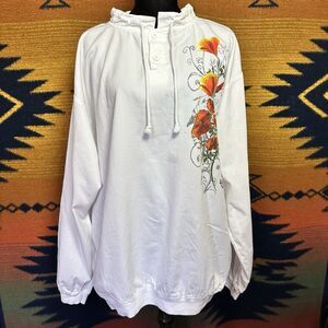 NWOT Crazy Shirts Lightweight Henley Shirt. Poppy Swirl. USA. XXL. 100% Cotton.